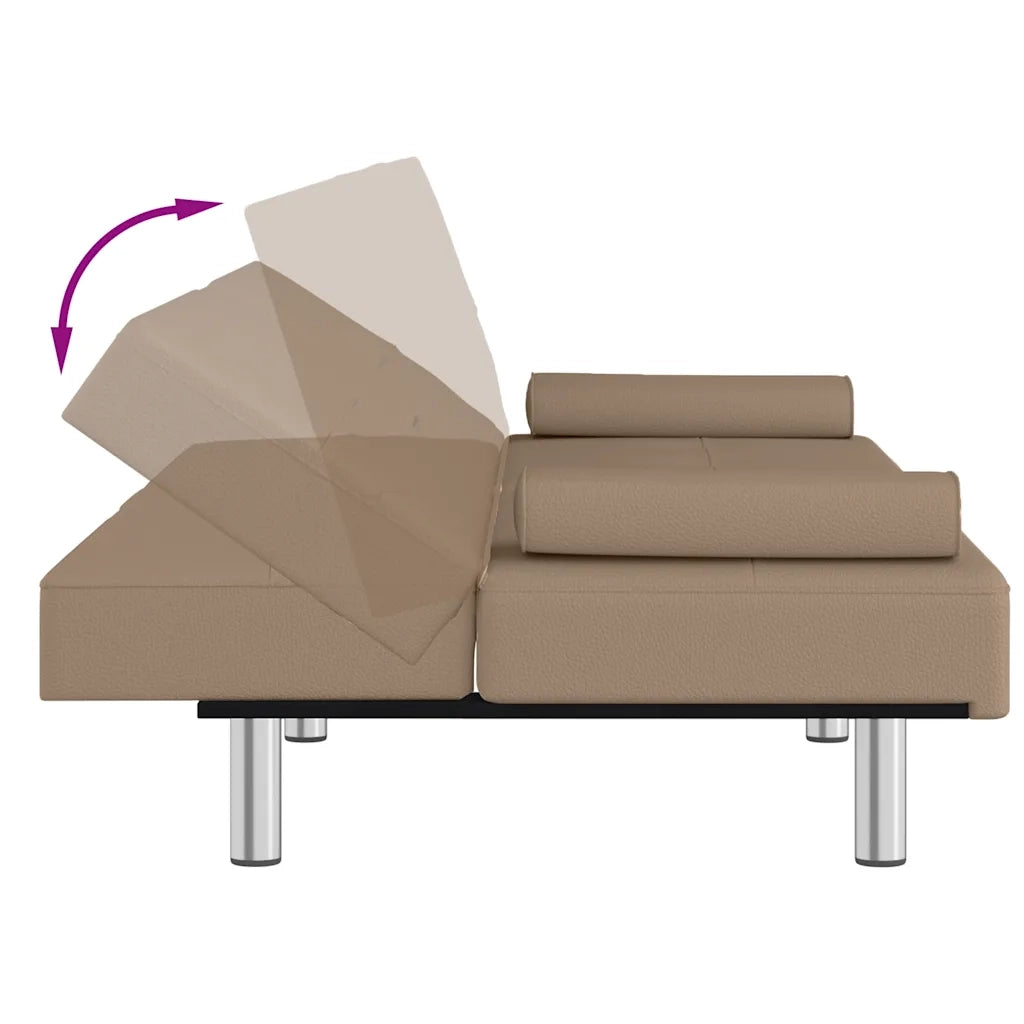 Divano Letto con Portabicchieri in Similpelle Cappuccino 351929