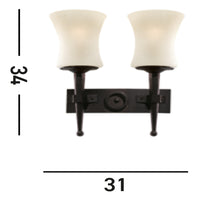 Applique Classica Cartwheel Acciaio Nero Vetro 2 Luci E27