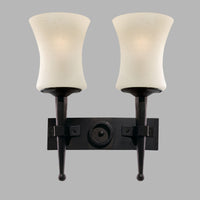 Applique Classica Cartwheel Acciaio Nero Vetro 2 Luci E27