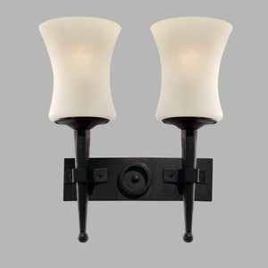 Applique Classica Cartwheel Acciaio Nero Vetro 2 Luci E27