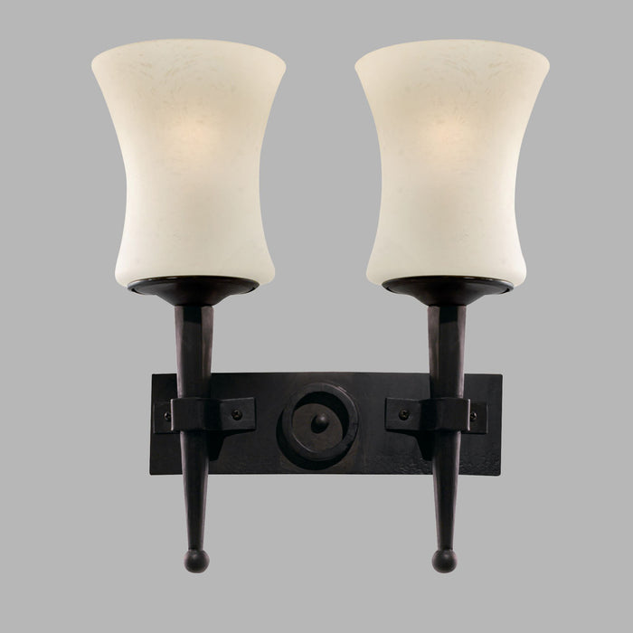 Applique Classica Cartwheel Acciaio Nero Vetro 2 Luci E27