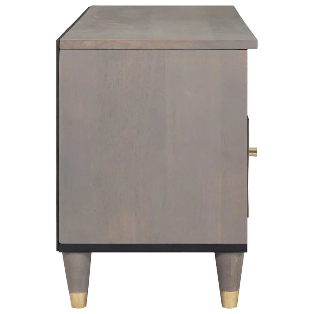 Mobile TV rettangolare moderno con pratico contenitore 100 x 33 x 46 cm legno massello di mango grigio 02_0057884