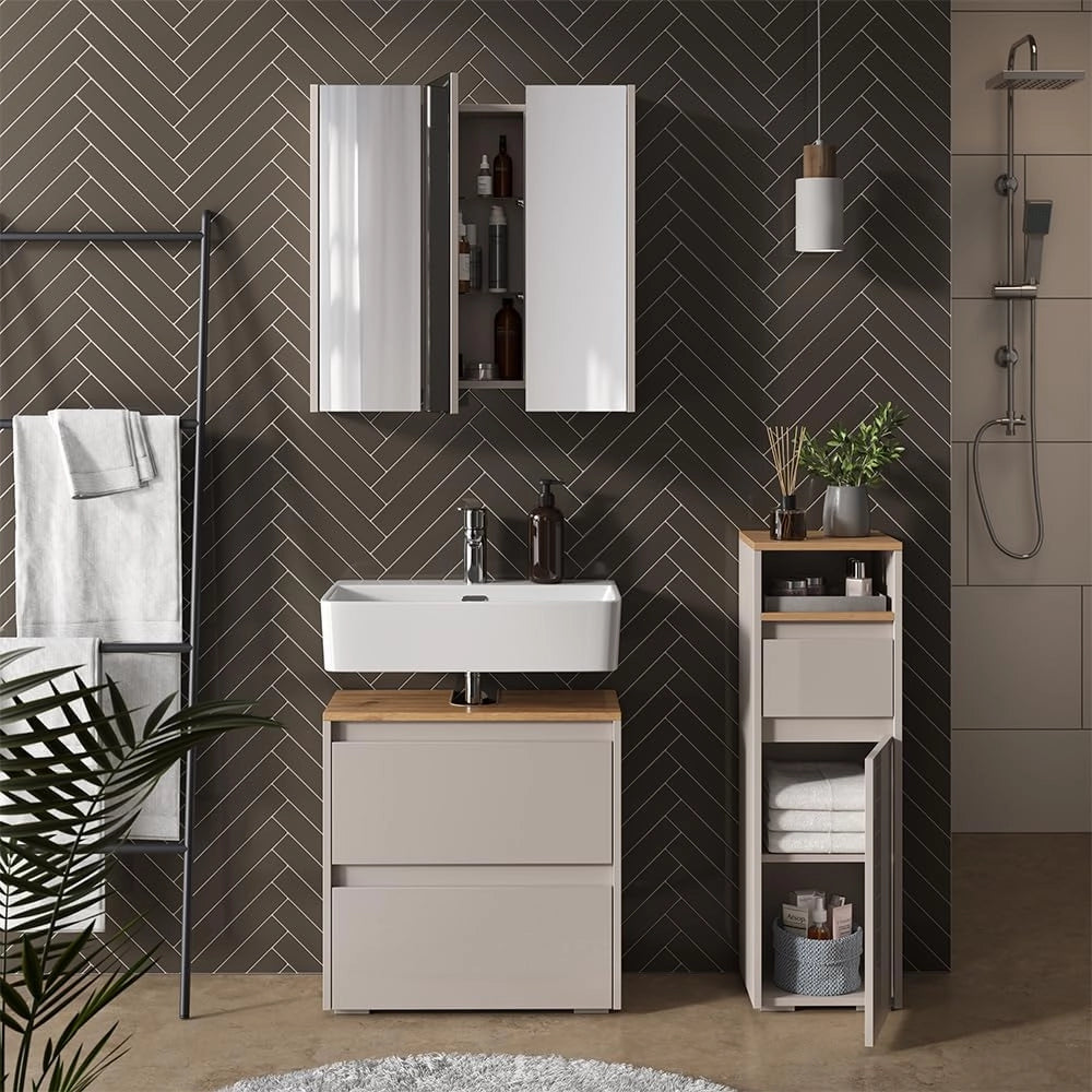 Set di mobili da bagno Majest, Cashmere/Artigianale, 3 parti