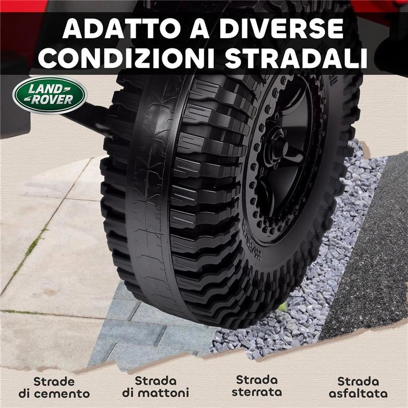 MACCHINA ELETTRICA PER BAMBINI 3-5 ANNI LAND ROVER OFFICIALE 12V CON TELECOMANDO, SOSPENSIONI, LUCI LED, ROSSO