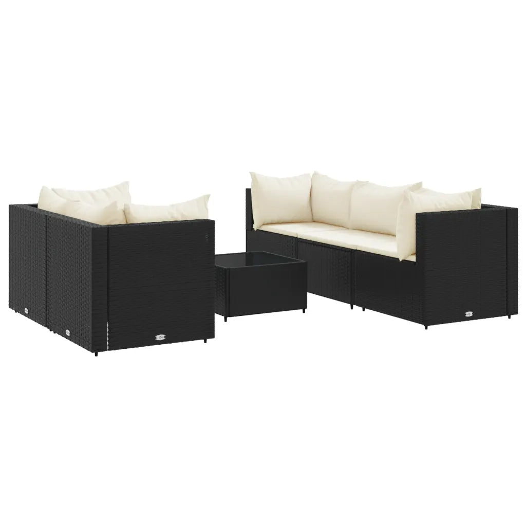 Set Mobili da Giardino 6 pz con Cuscini in Polyrattan Nero 3308016