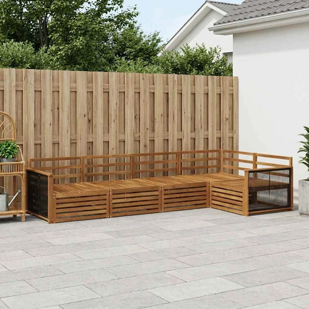 Set di divani da esterno 5 pz Naturale Legno di Acacia Massello 3383352