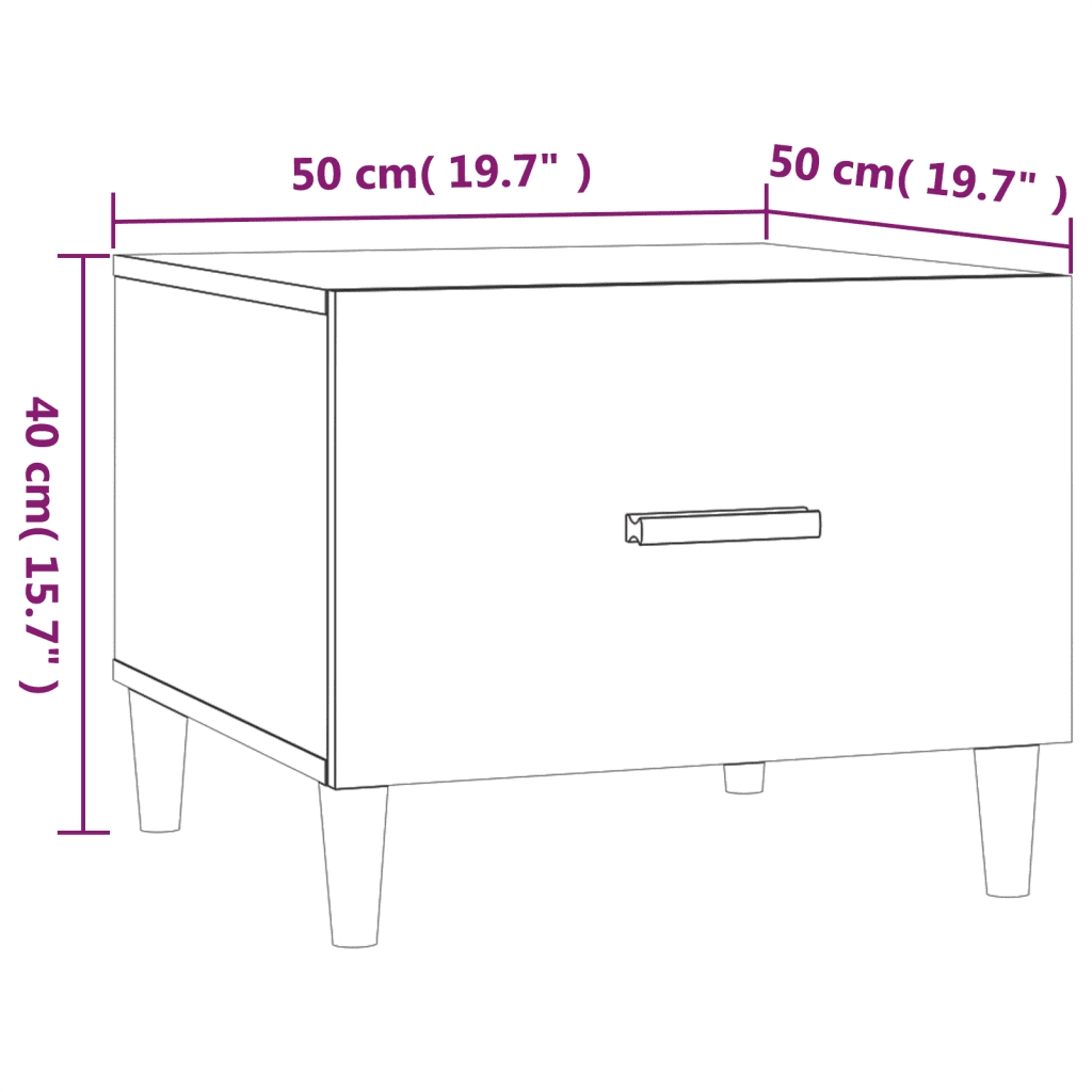 Tavolini da Salotto 2 pz Bianchi 50x50x40 cm Legno Multistrato 812709