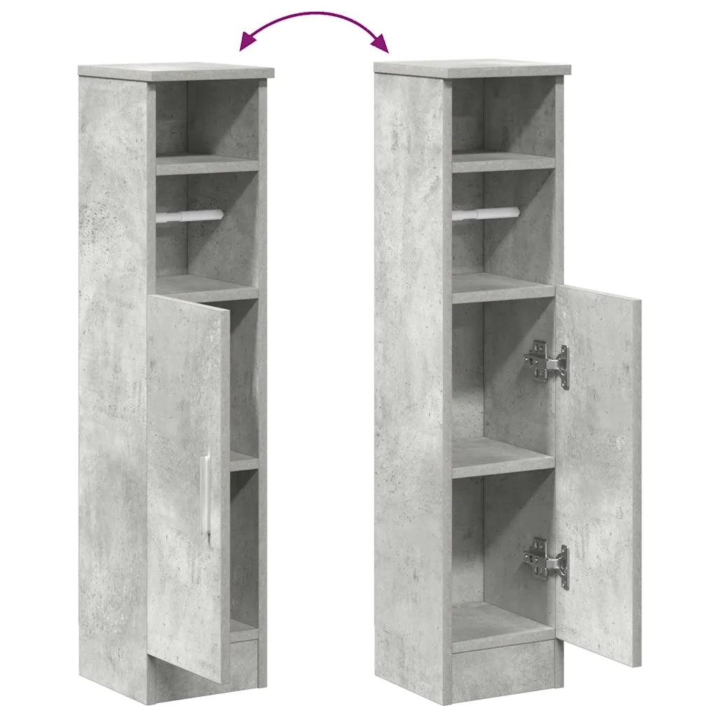 Mobile da Bagno con Portarotolo Grigio Cemento 20,5x22x90 cm 858500