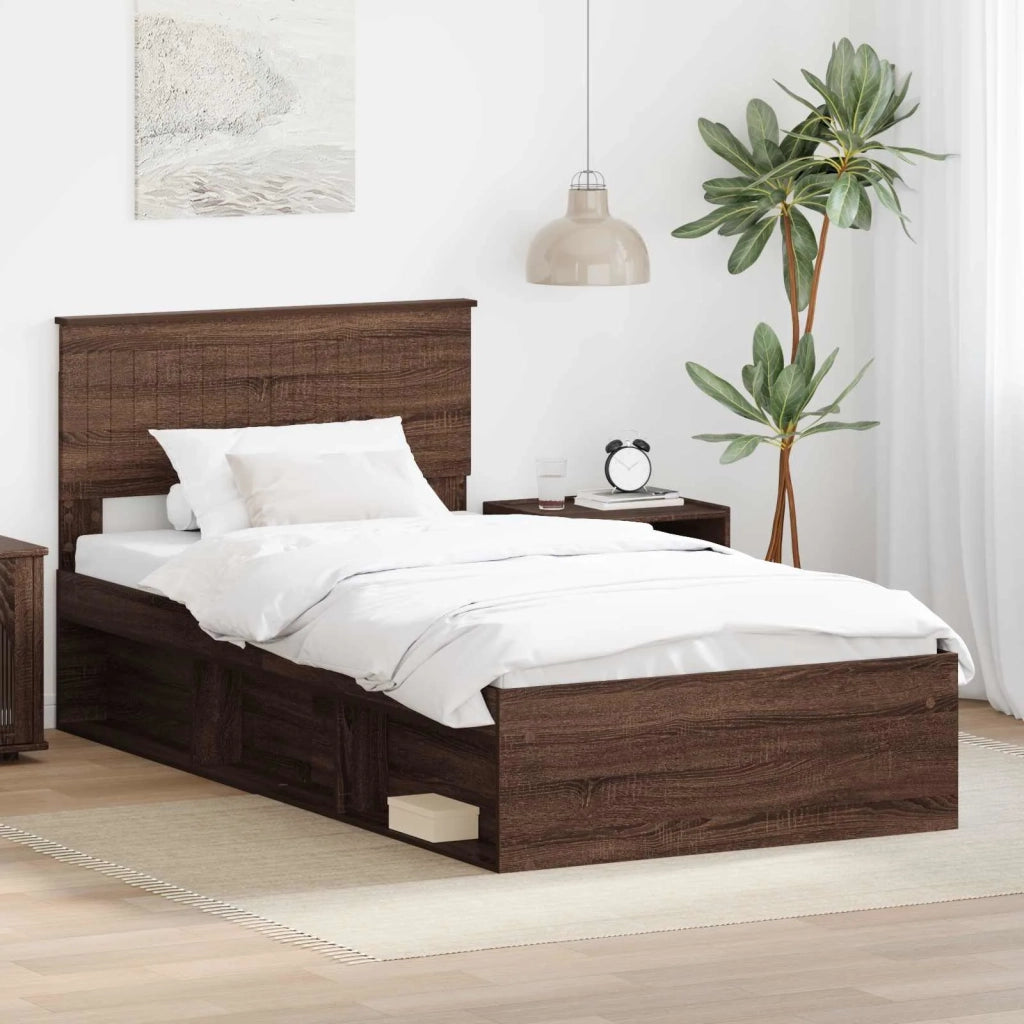 Struttura del letto Rovere Marrone 100 x 200 cm Pino massello