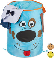Wastebasket pop-up 39 l per bambini con tema cani - blu
