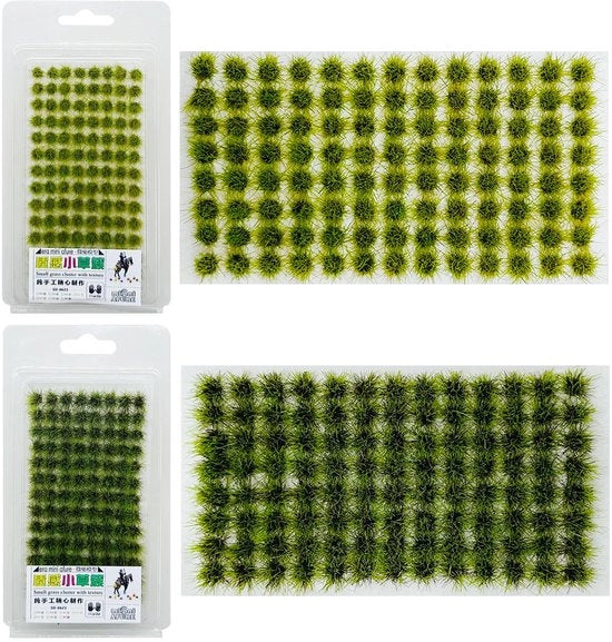 Set di Finto Erba 208 pezzi - Ciuffi di Erba Statica - Paesaggio DIY - Gruppi di Vegetazione - Ciuffi di Nylon - Dimensione 0,2 x 0,31 pollici - Modello di Finto Erba