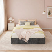 Struttura letto 90 x 200 cm in tessuto e metallo; grigio