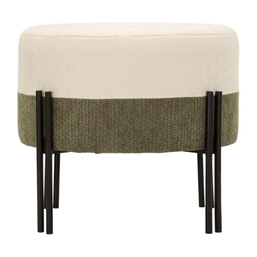 Pouf moderno bicolore con struttura in ferro e seduta imbottita