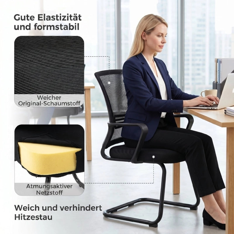SEDIA Conferenza ergonomica Set da 2 pezzi 58,5x57,5x93 cm Nero Mesh