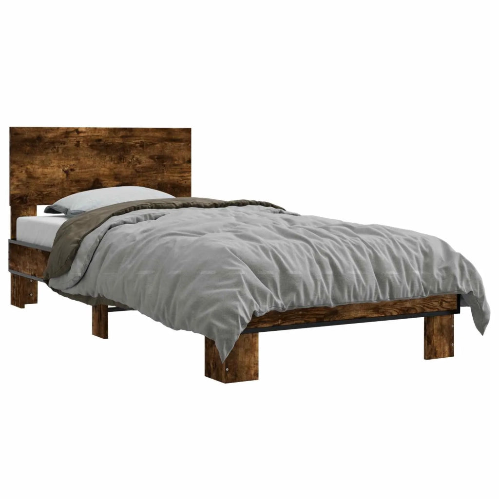 Struttura letto con testata Rovere Fumo 80 x 200 cm