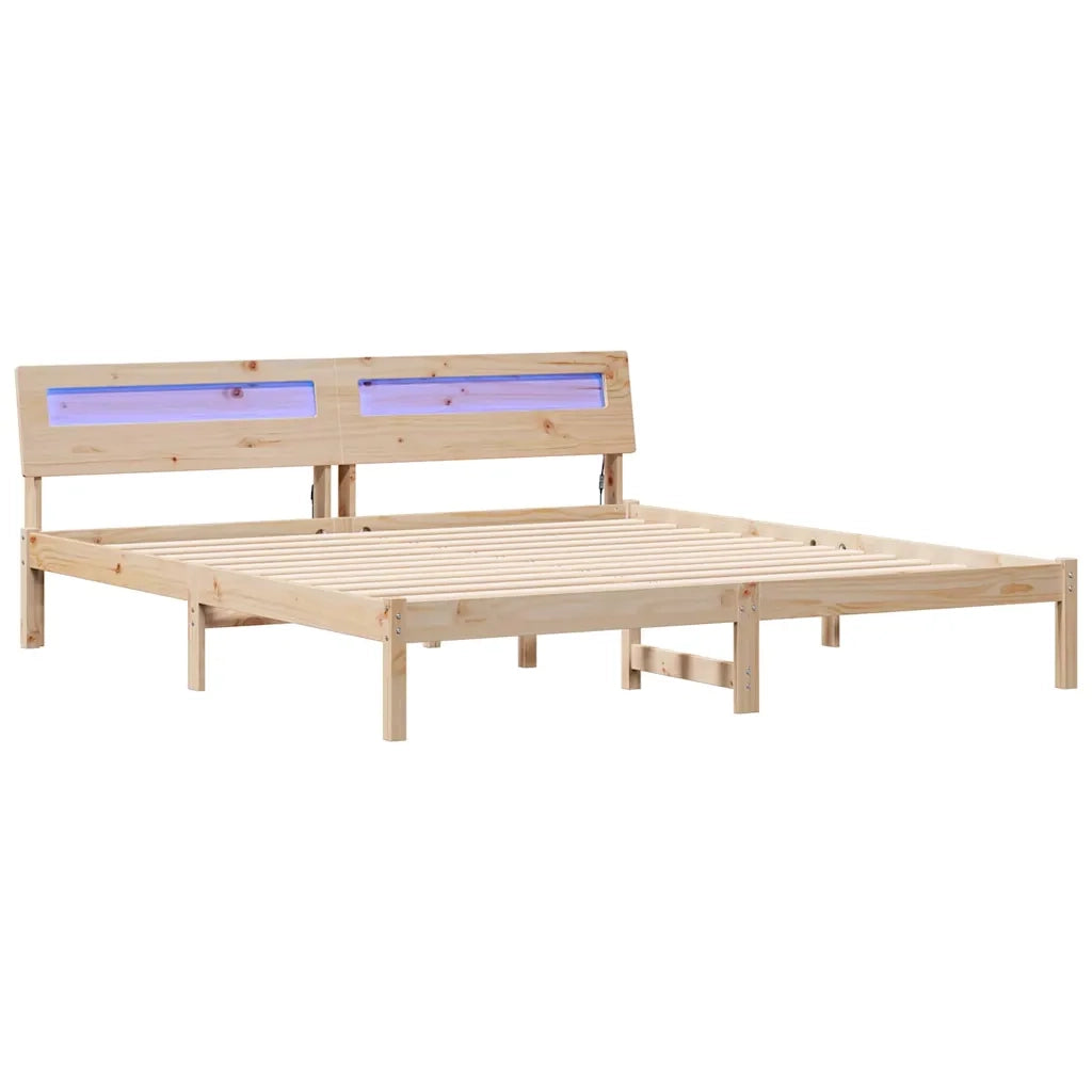 vidaXL Struttura del letto con luci a strisce a LED Marrone