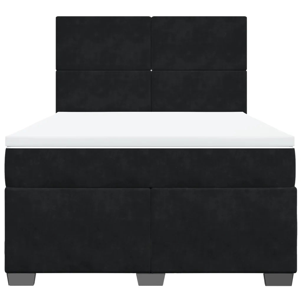 Giroletto a Molle con Materasso Nero 140x200 cm in Velluto 3293226