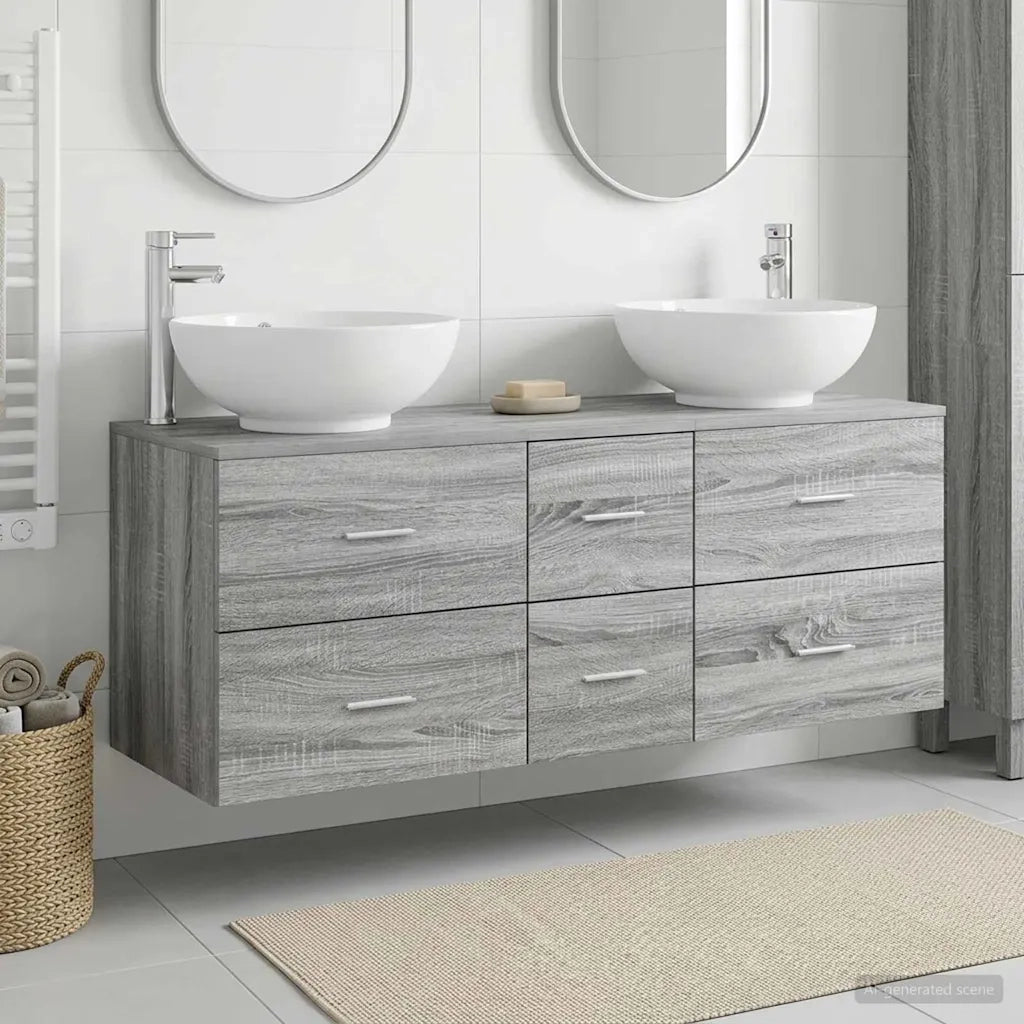 Set di mobili per il bagno 3 pz Sonoma grigio 3405912