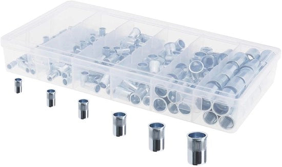 Set di Rivetti Rivnut 220 pezzi - Viti a espansione - Acciaio a corda - M3/M4/M5/M6/M8/M10 - Testa a sfera - Progetto duraturo - Viti a espansione