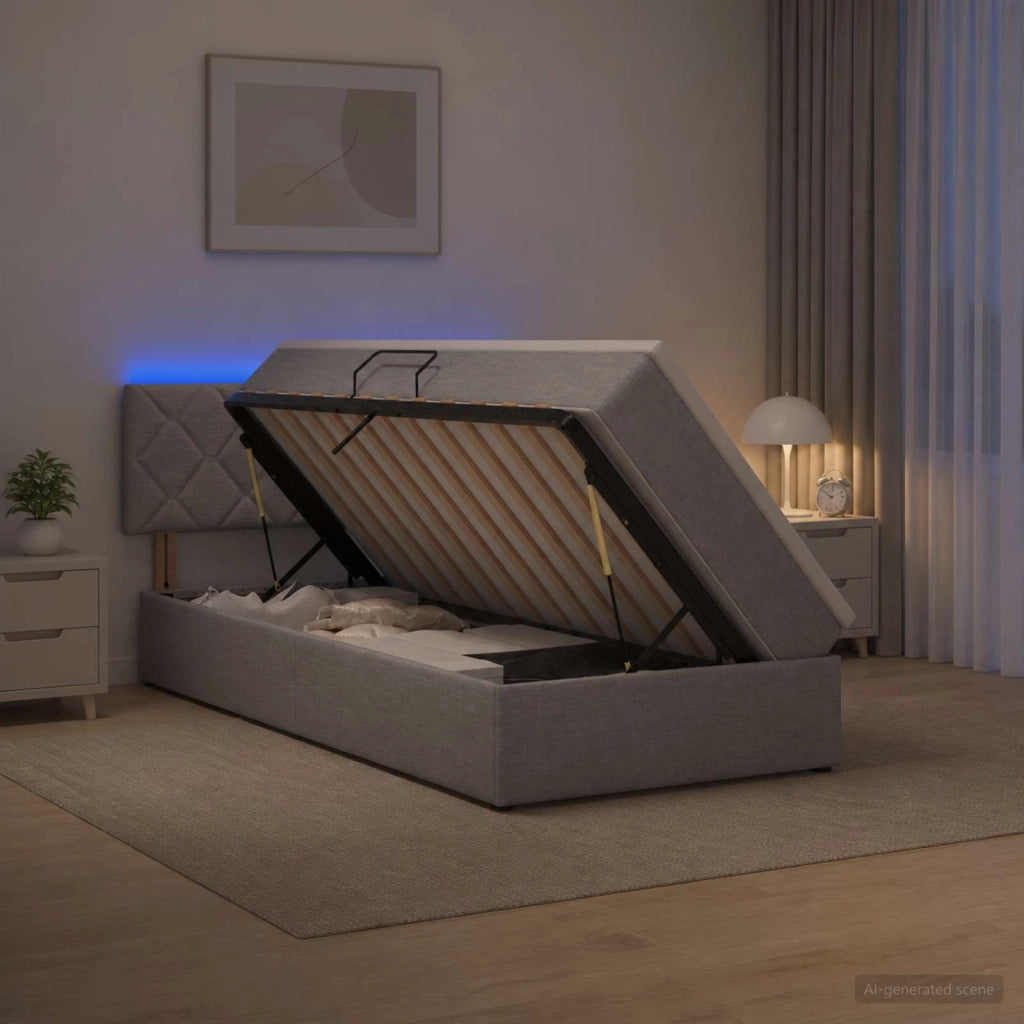 Letto con contenitore LED e materasso Grigio Chiaro 3459105
