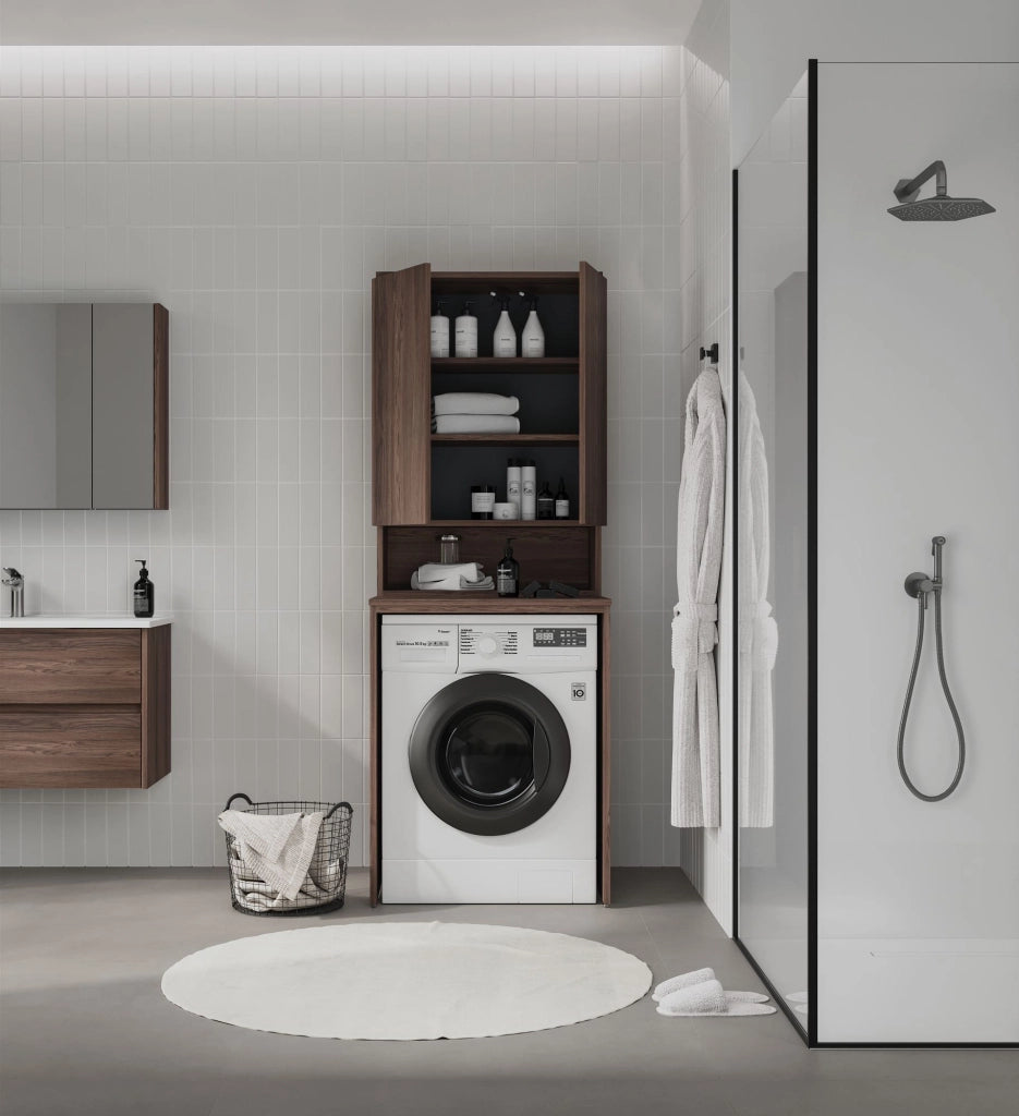 Mobile da bagno "Bosco Lume 70" - 70 x 36 x 100 cm - Noce scuro