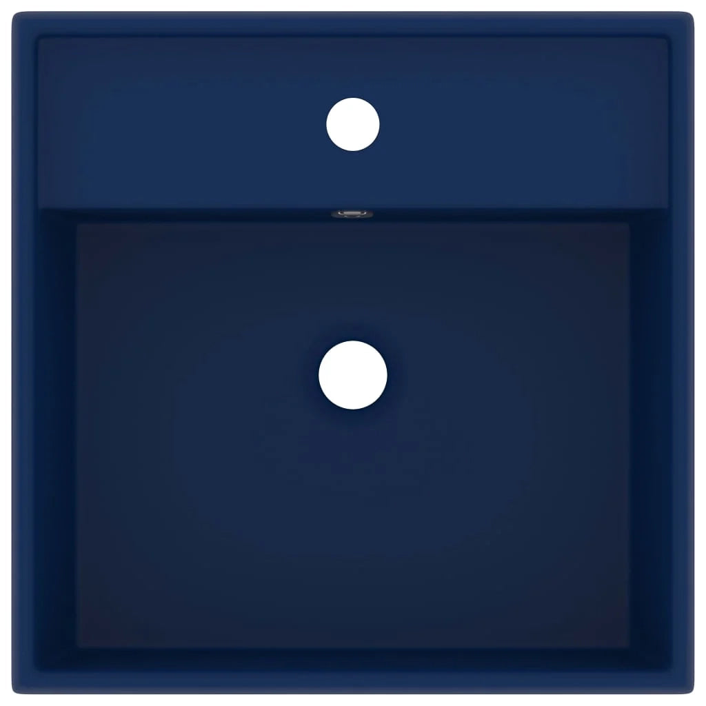 Lavabo quadrato di lusso con troppopieno lavabo da appoggio lavabo da bagno vano per cosmetici 41 x 41 cm ceramica blu scuro opaco 02_0002688