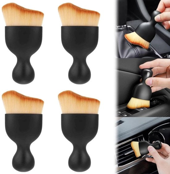 Set di pennelli per dettaglio auto, 4 pezzi pennelli per interno auto, set di pennelli per pulizia auto, pennelli per pulizia auto, per cura e pulizia auto, rimozione della polvere, ufficio, casa