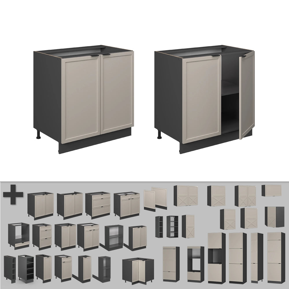 Vicco Mobile lavello cucina GrigioBeige 80 cm con ripiano, senza piano di lavoro