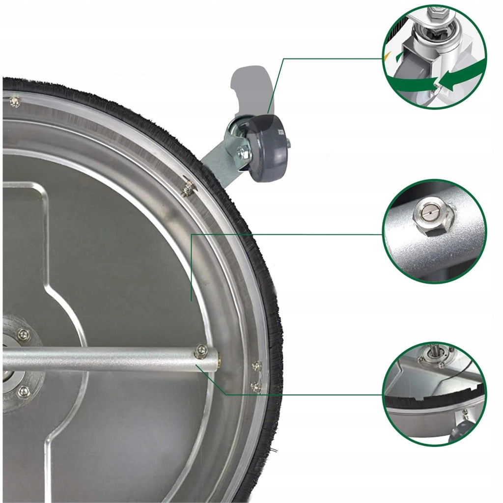 Spazzola Professionale T-Racer 20" – Acciaio Inox, 275 Bar | Ø 50 cm, Attacco Rapido 3/8" | Per Pulizia Superfici Ampie