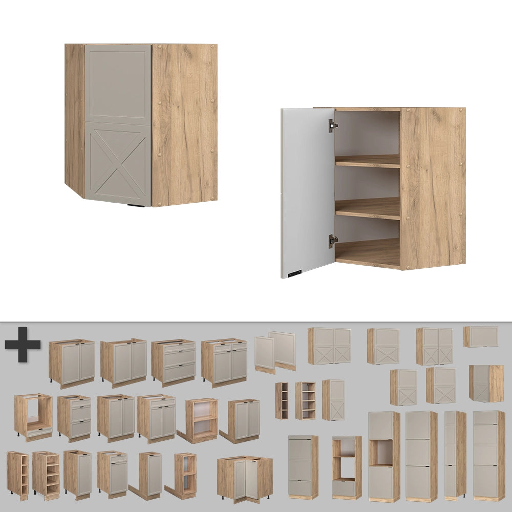Mobile angolare da cucina Fame-Line GrigioBeige/Rovere dorato 57 cm Vicco