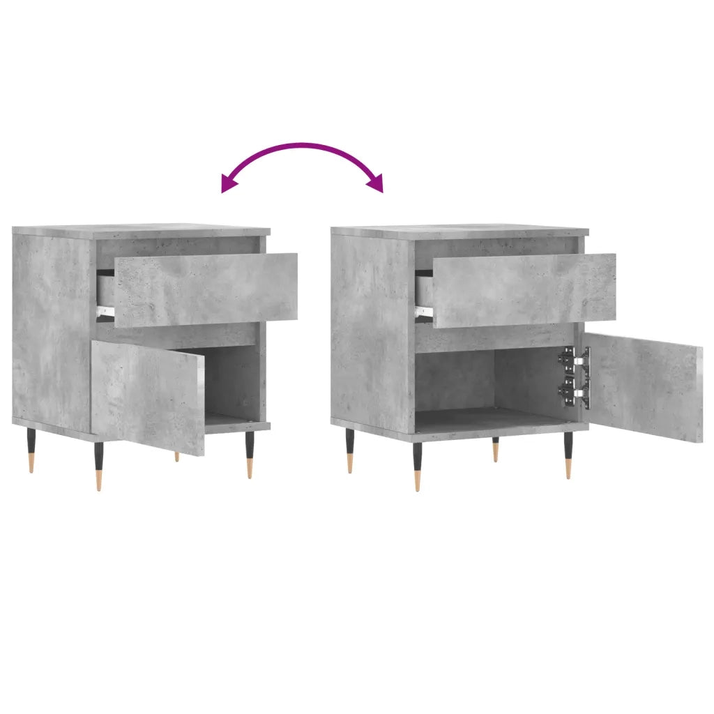 Comodino Grigio Cemento 40x35x50 cm in Legno Multistrato 830660
