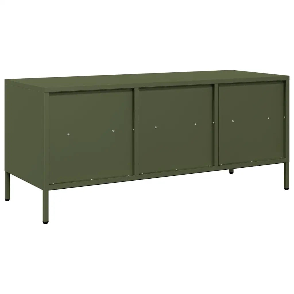 Mobile TV Verde Oliva 101,5x39x43,5cm Acciaio Laminato a Freddo