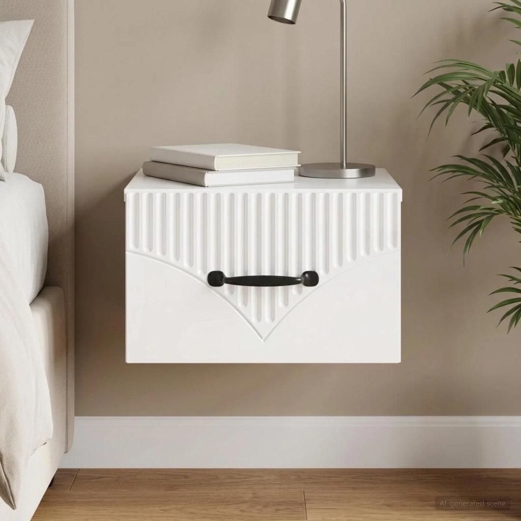 Mobiletto da notte a muro Bianco Lucido 34,5 x 33 x 20 cm 898943