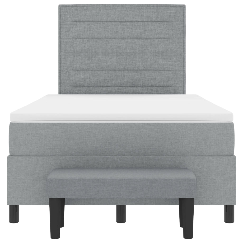 Letto a Box Spring con Materasso e Panchina Grigio Chiaro 120x190 cm Tessuto
