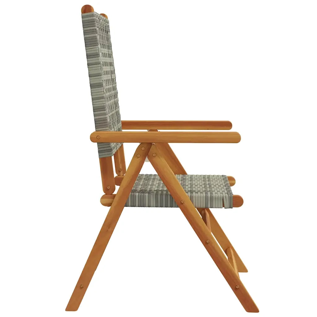 Sedie Giardino Reclinabili 6pz Grigie Polyrattan Legno Massello 3214524