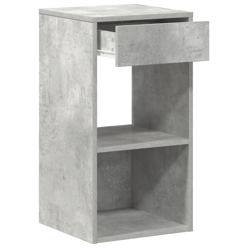 Comodino con Cassetto Grigio Cemento 35x34x66,5 cm