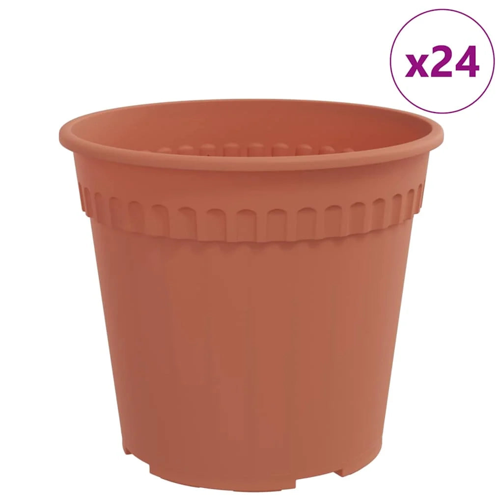Set di 24 vasi da fiori rotondi e leggeri per giardino o patio 19 x 19 x 16 cm in plastica rosso mattone 02_0059318