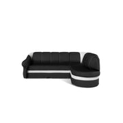 Divano angolare destro convertibile BENANA 250 cm nero e bianco con vano contenitore