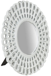 Biscottini Specchiera da appoggio diam.L21xPR2 cm finitura bianco anticato. Realizzata