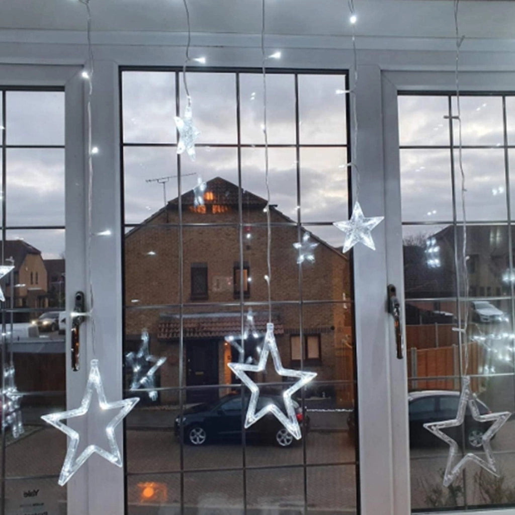 CATENA LUMINOSA STELLA LUCE BIANCO FREDDO STELLE LUCI LED NATALE FESTE ADDOBBI
