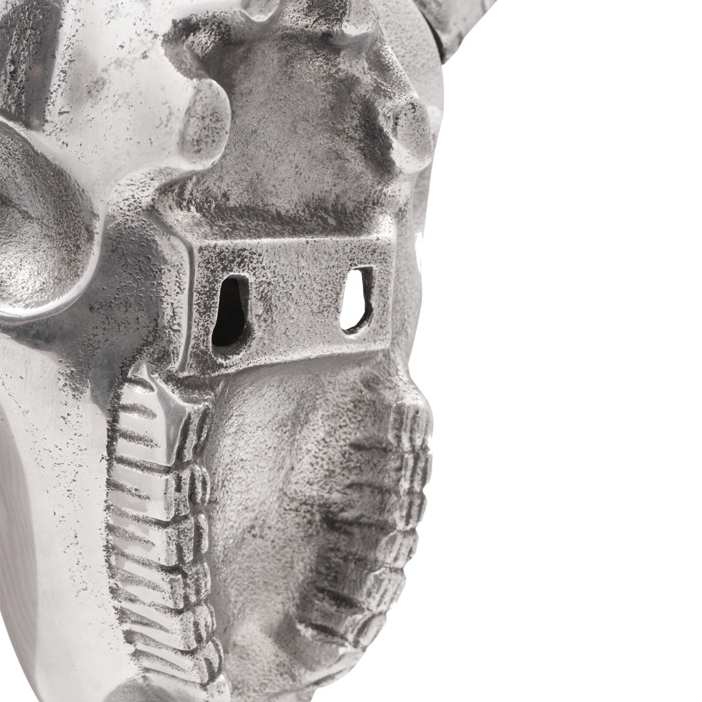 Teschio di Toro da Parete Argento 49x10x36 cm Alluminio