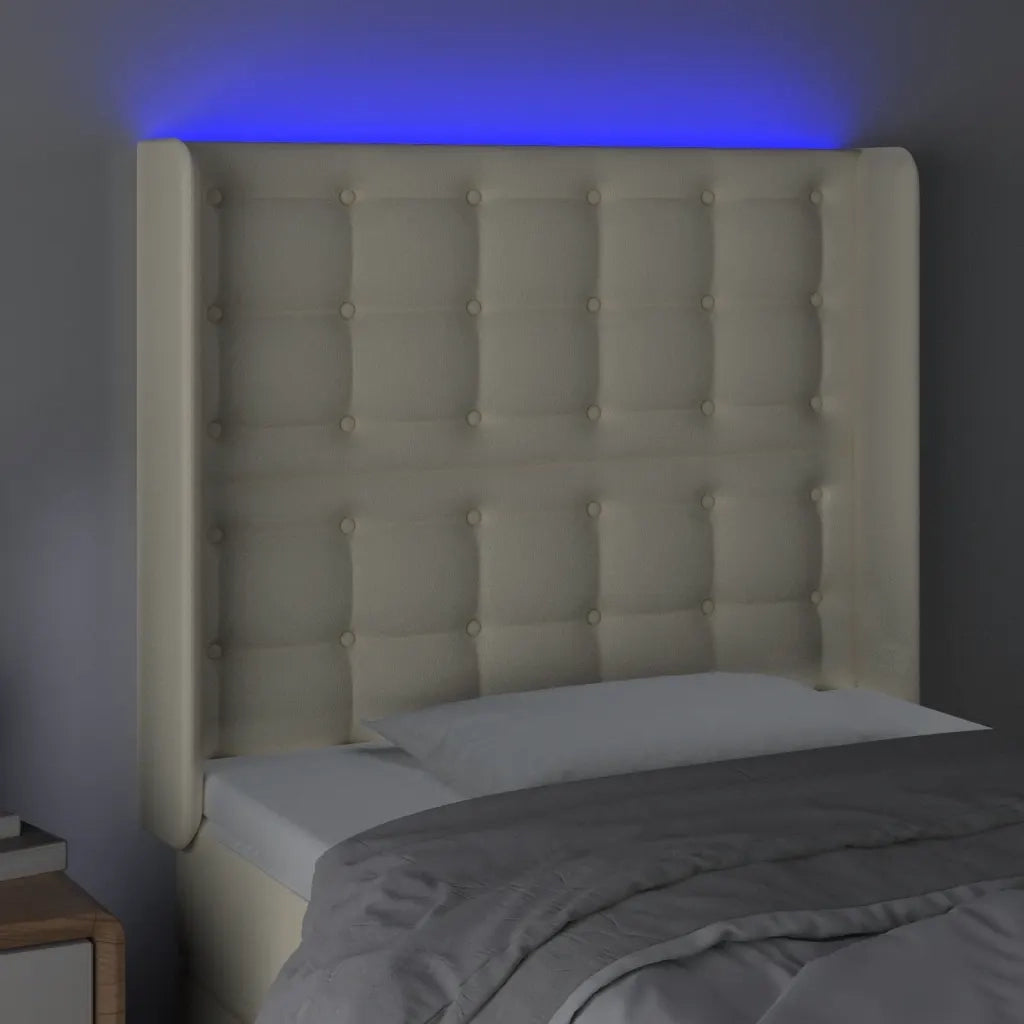 Testiera a LED Crema 103x16x118/128 cm in Similpelle 3124134