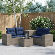 Set di divani 6 pz Grigio e Blu Navy Rattan sintetico e Acciaio 3447567