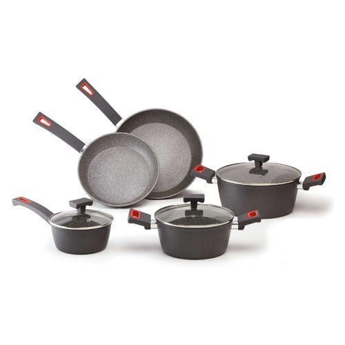 Ghidini Cipriano 2293 Viva' Batteria Pentole 8 pezzi Alluminio Antiaderente Triplo Strato Induzione colore Grigio Scuro