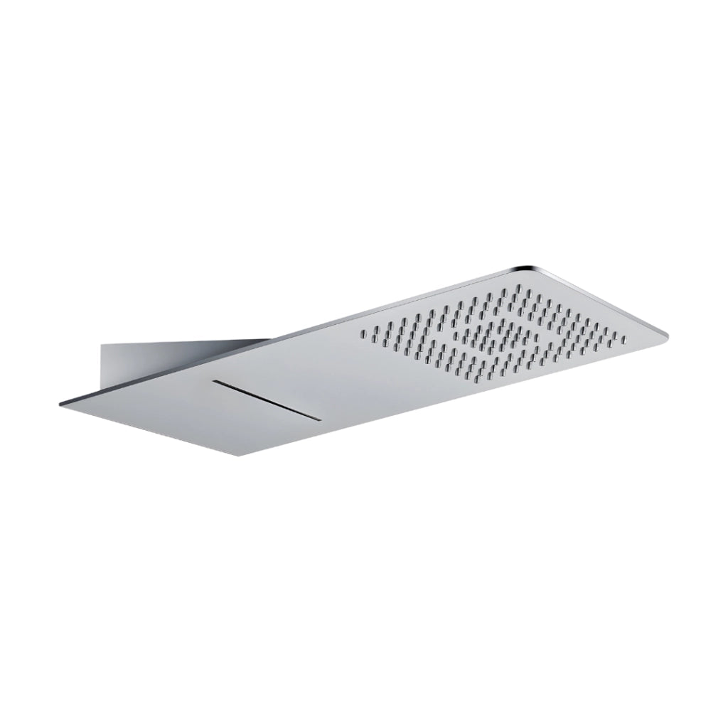 Soffione doccia a parete acciaio inox punta quadrata con cascata