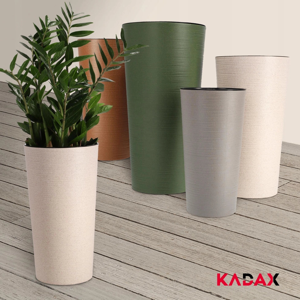 Vaso da fiori KADAX, coprivaso, alto, 57 cm, con inserto, per soggiorno, beige