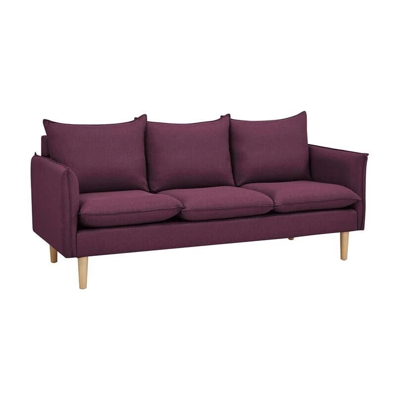 DIVANO A 3 POSTI FLORIN CON GAMBE IN LEGNO IN COLORE VIOLA