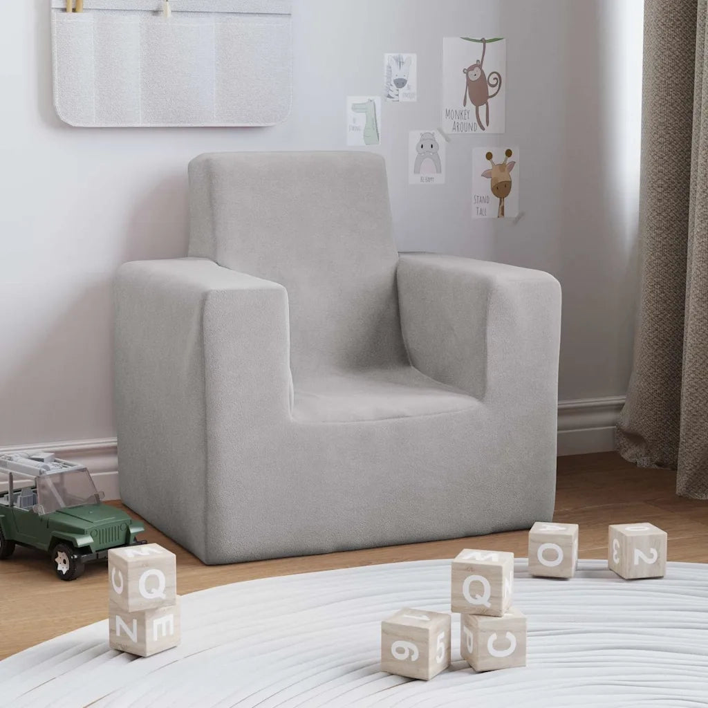 Divano | Divano da soggiorno | Sofa per Bambini Grigio Chiaro in Morbido Peluche