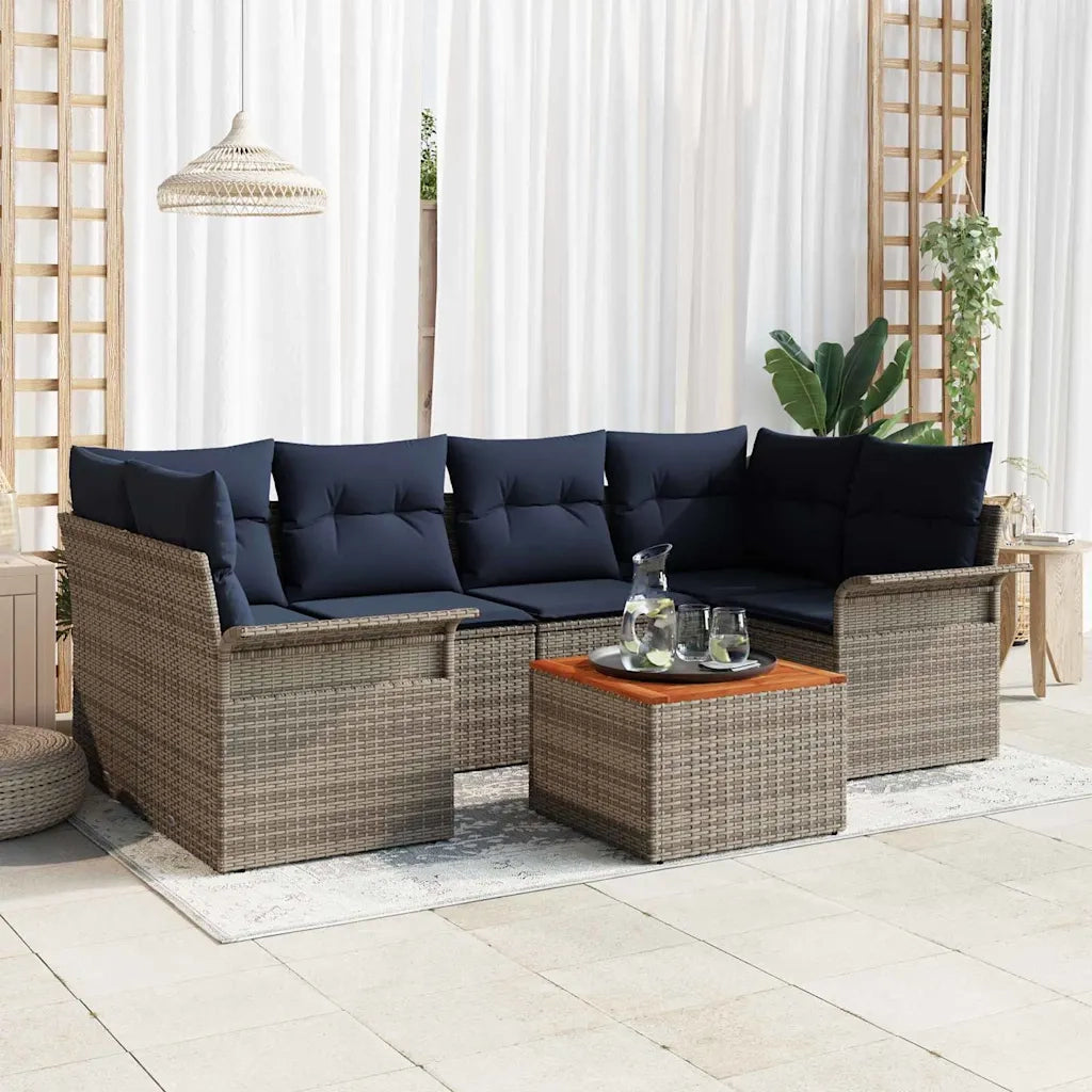 Set Divano da Giardino con cuscino 7 pcs Grigio polyrattan 3347283