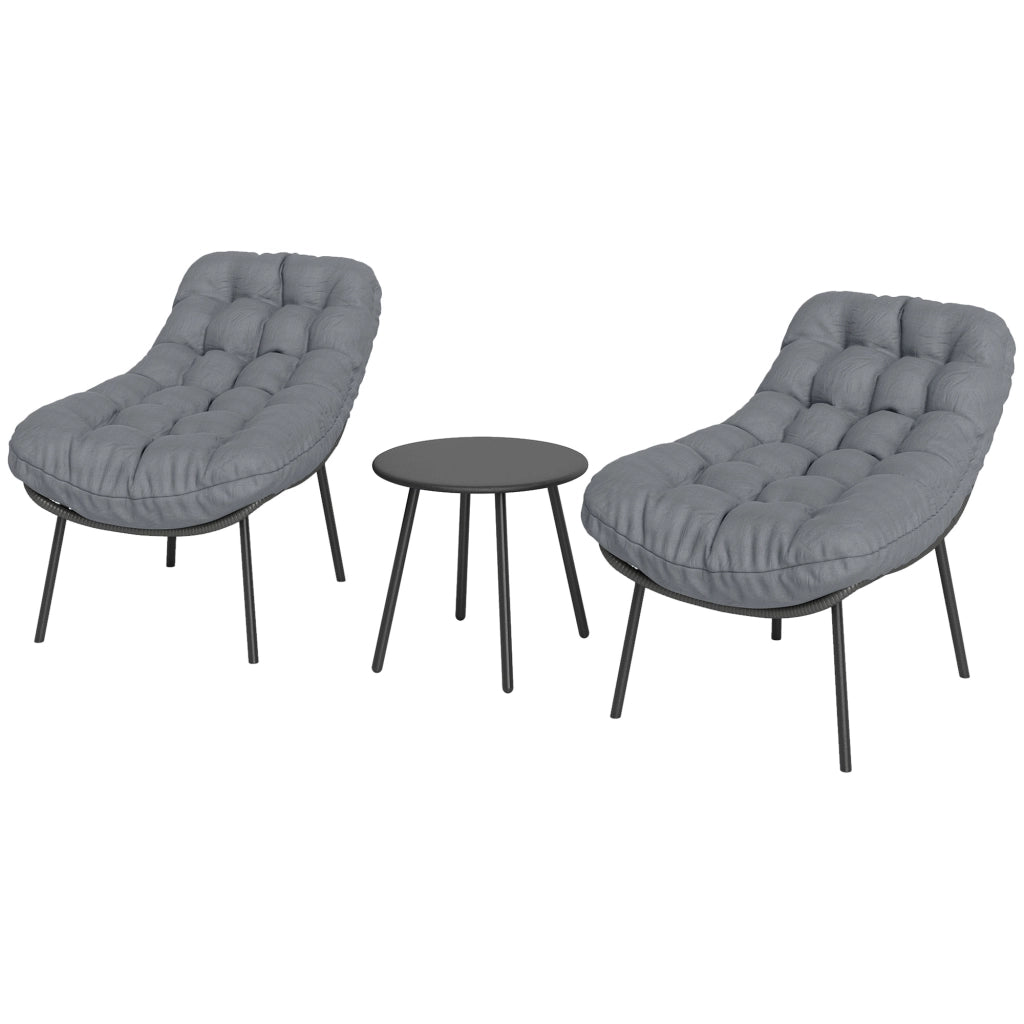 Set divano da giardino 2 posti in polyrattan ¨C Xylo ¨C con cuscini spessi 15 cm grigio